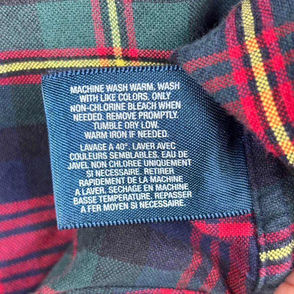 Ralph Lauren Boys XL 18-20 Red Green Plaid Cotton Button Down Shirt Pony Logo
